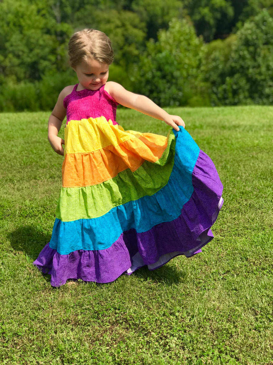 rainbow denim dress Rainbow Cross Back Dress - Light Wash Rainbow
